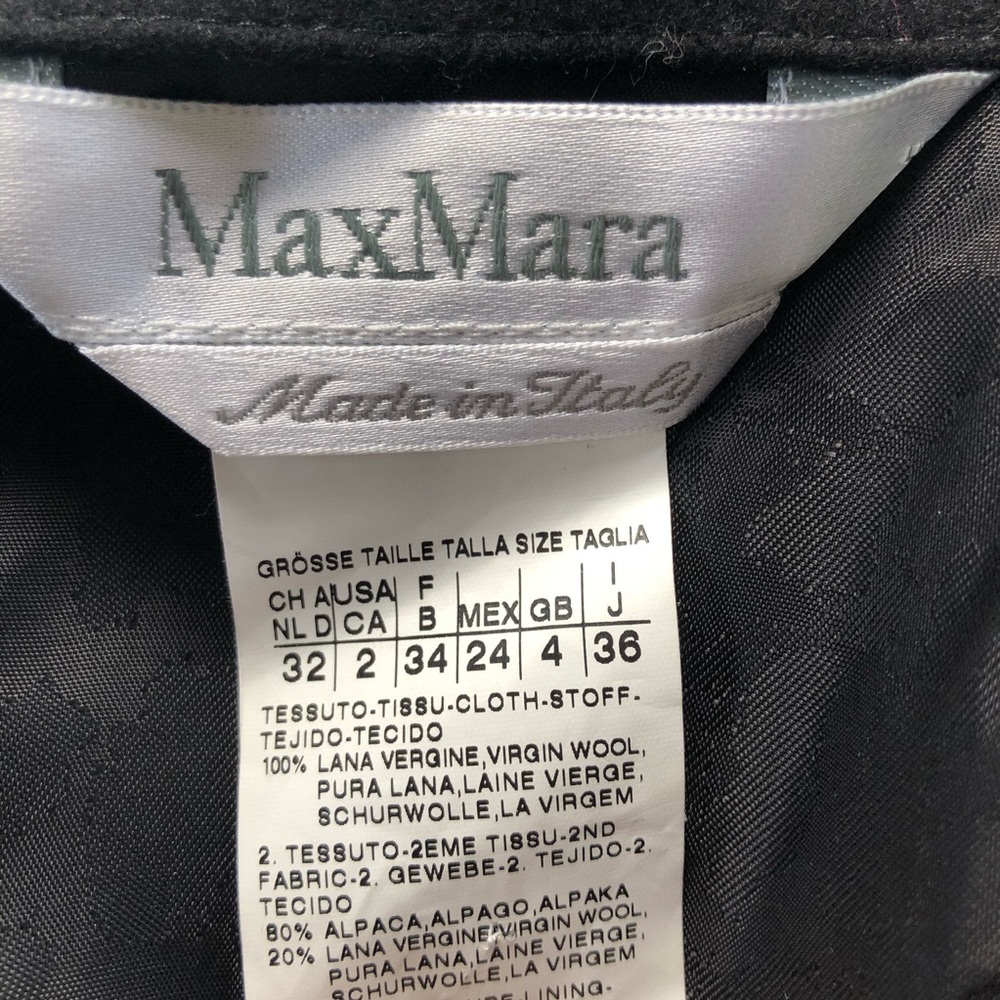 MaxMara Black Wool Faux Fur Trim Sheath SZ 2 - Picture 6 of 7